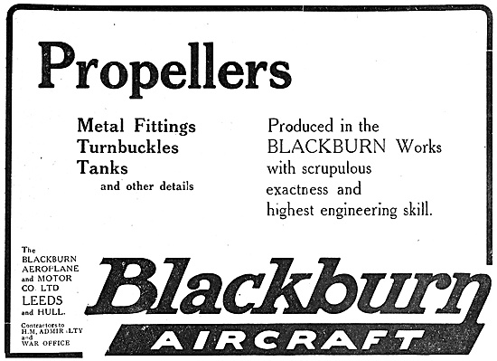 Blackburn Aircraft, Propellers & Fittings 1916                   