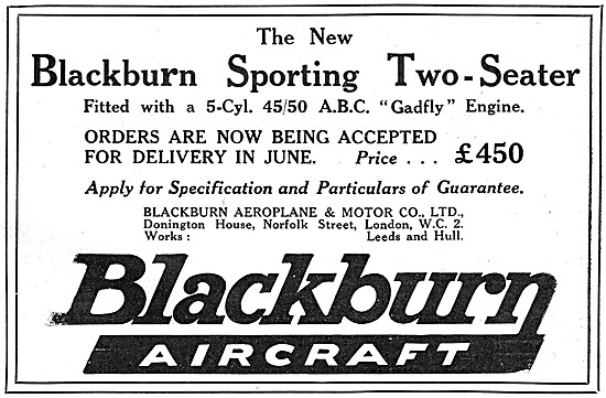 Blackburn Sporting Two Seater Aeroplane 1919. (ABC Gadfly)       