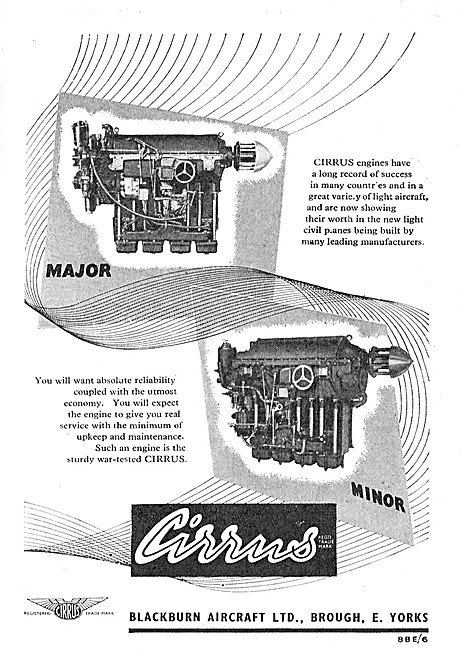 Blackburn Cirrus Aero Engines - Cirrus Major. Cirrus Minor       