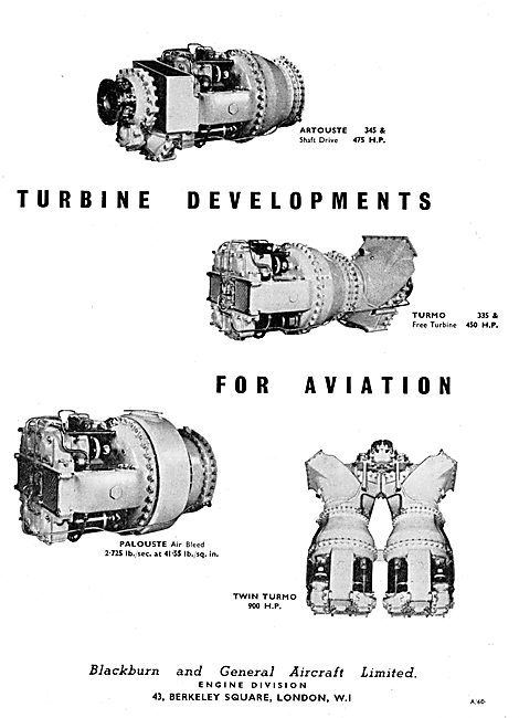 Blackburn Turbomeca Gas Turbines. Turmo Palouste Artouste        