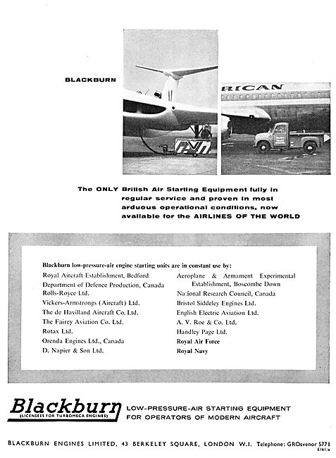 Blackburn Aircraft Starting Equipment - AAPU                     