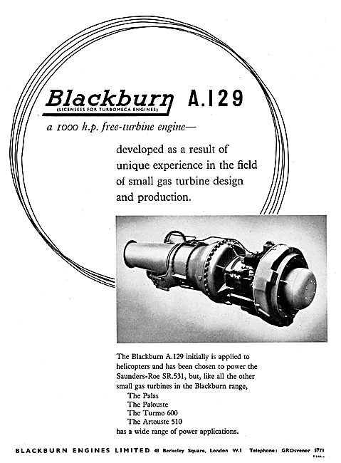 Blackburn A129 Free Turbine Engine                               