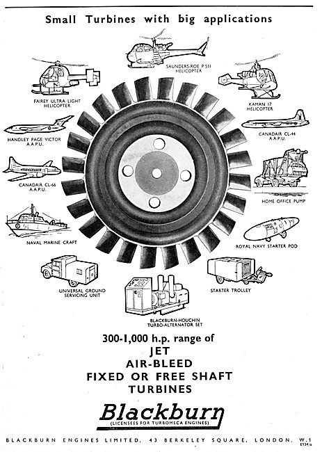 Blackburn Turbomeca Gas Turbine Engines 1959                     