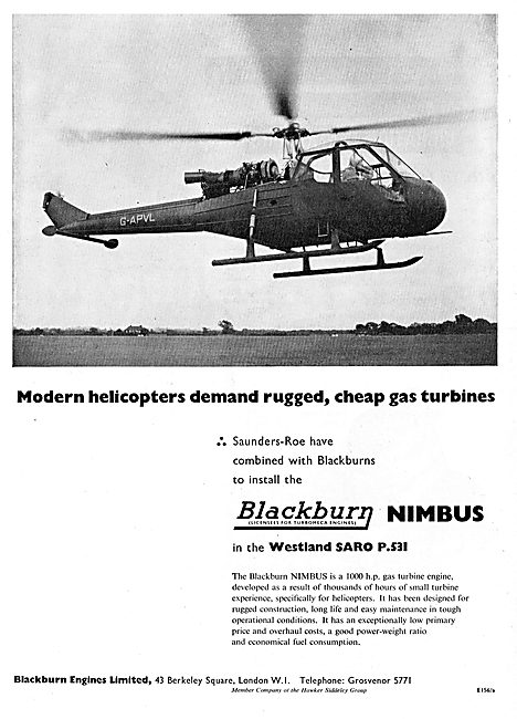 Blackburn Nimbus. Westland SARO P531. Hawker Siddeley            