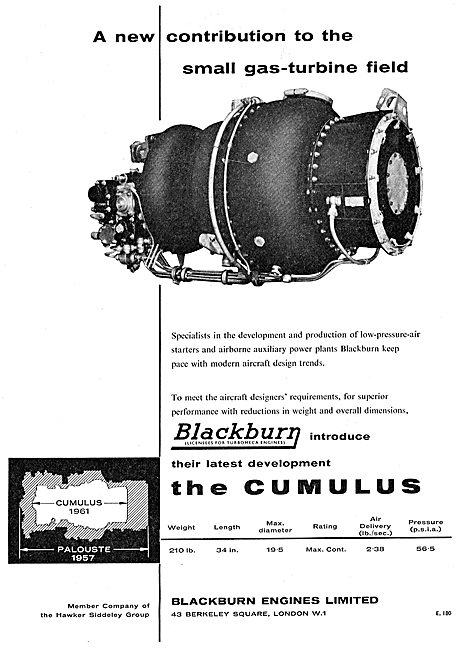 Blackburn Cumulus Gas Turbine Engine. Hawker Siddeley.           