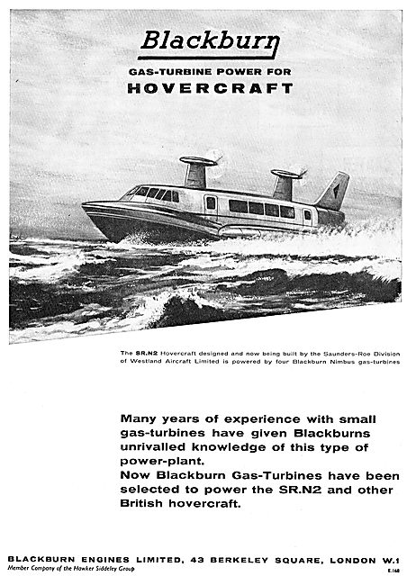 Blackburn Nimbus Gas Turbine To Power The SR N2 Hovercraft       