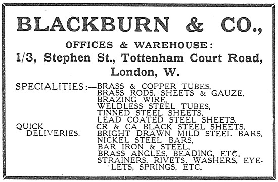 Blackburn & Co Metal Suppliers To The Aircraft Industry          