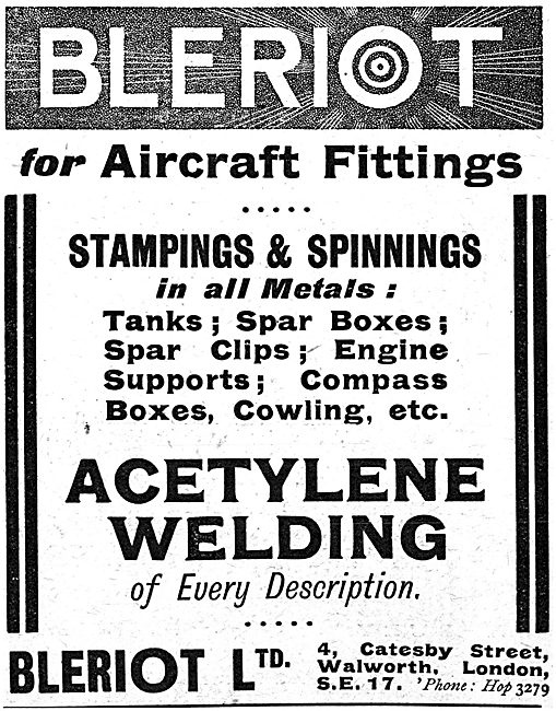 Bleriot Ltd - Aeronautical Engineering. Aircraft Fittings        