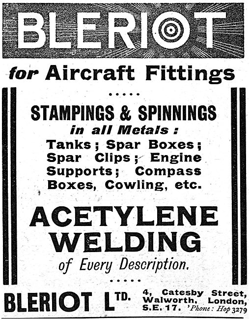 Bleriot Ltd - Aeronautical Engineering. Aircraft Fittings        