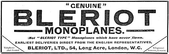 Genuine Bleriot Type Monoplanes Available For Early Delivery     