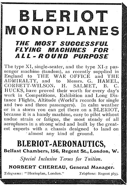Bleriot- Aeronautics. Successful Flying Machines                 