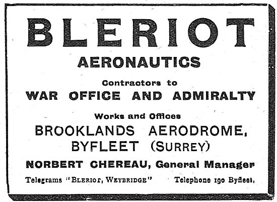 Bleriot Aeronautics - Works & Office Brooklands Aerodrome        