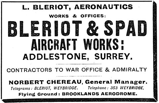 L.Bleriot Aeronautics - Bleriot & Spad Aircraft Works. Addlestone