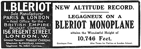 Bleriot Monoplanes - Legagneux Altitude Record                   