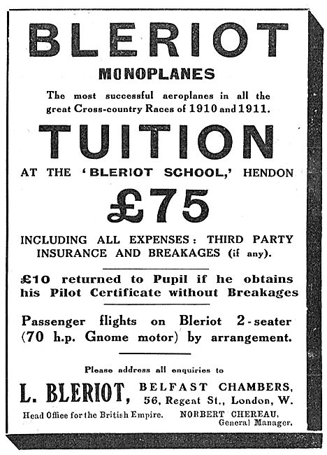 Bleriot Monoplanes - Bleriot School Hendon                       