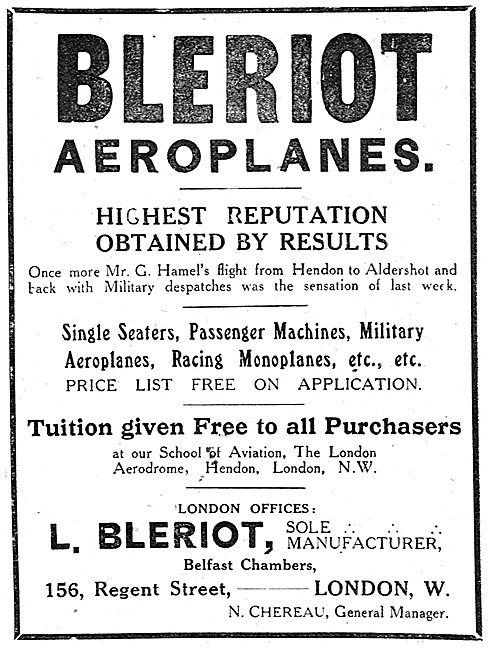 Bleriot Aeroplanes - Free Tuition                                