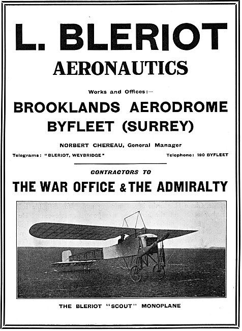 L.Bleriot Aeronautics Brooklands 1915 - Bleriot Scout            