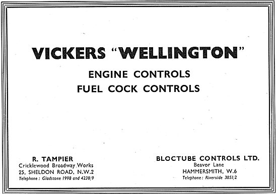 Tampier Bloctube Aircraft Controls 1939                          