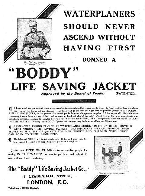 The Boddy Life Saving Jacket  For Waterplaners                   