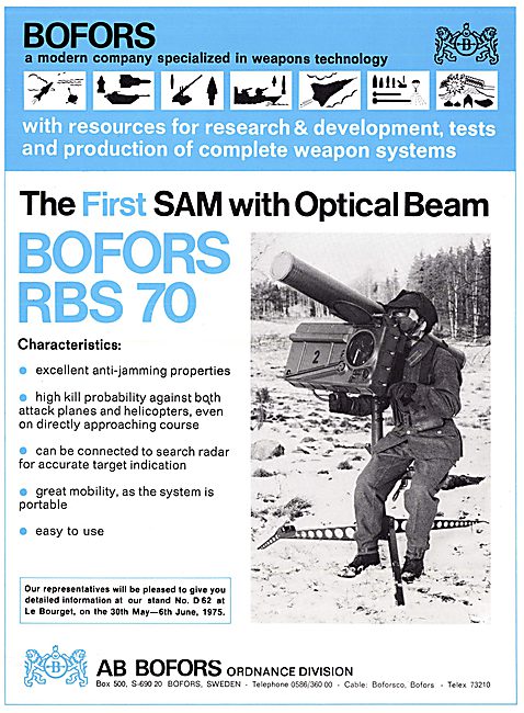 Bofors Aircraft Weapons Systems - Bofors RBS 70 SAM              