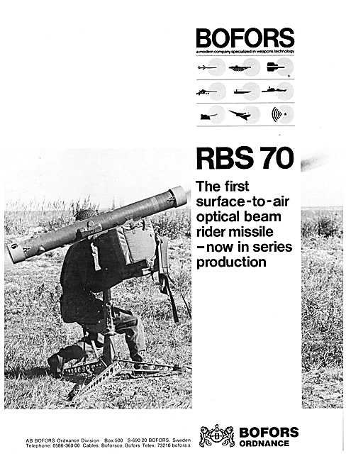 Bofors Aircraft Weapons Systems - Bofors RBS 70 SAM              