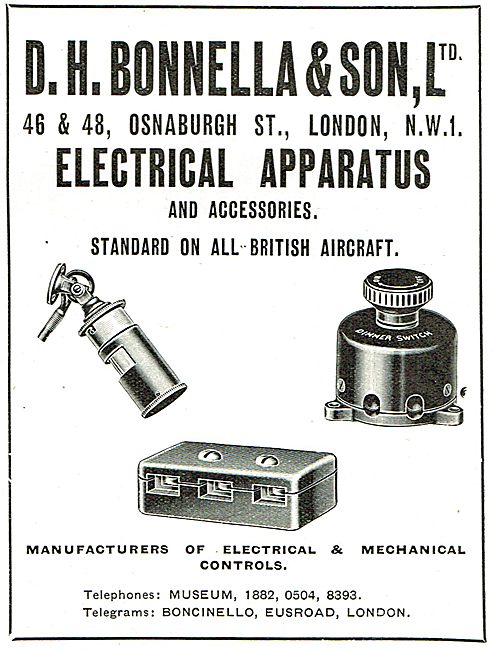 D H Bonella Aircraft  Electrical Apparatus                       