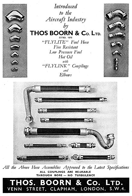 Thos Boorn Pipes,Hoses & Couplings For Aircraft - Flylite Flylink
