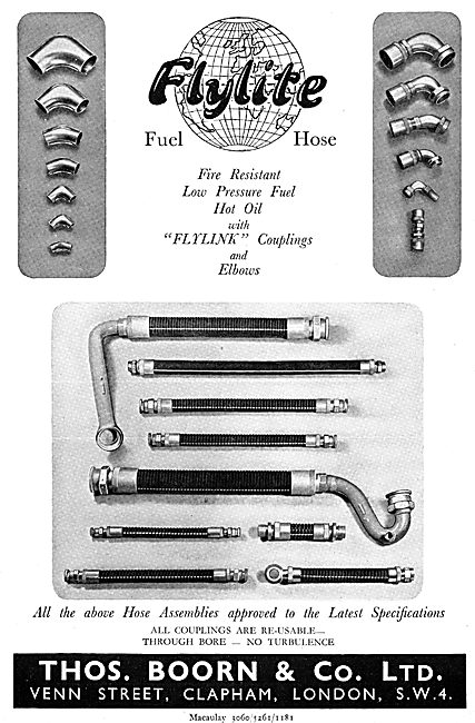 Thos Boorn Pipes,Hoses & Couplings For Aircraft - Flylite Flylink