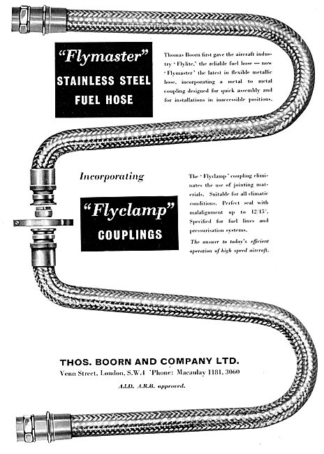 Thomas Boorn Flymaster Srainless Steel Fuel Hose. Flyclamp       