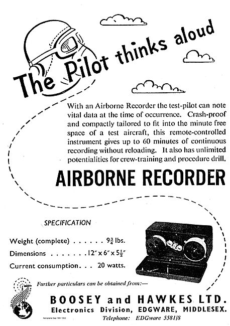 Boosey & Hawkes Airborne Recorder For Test Pilots                