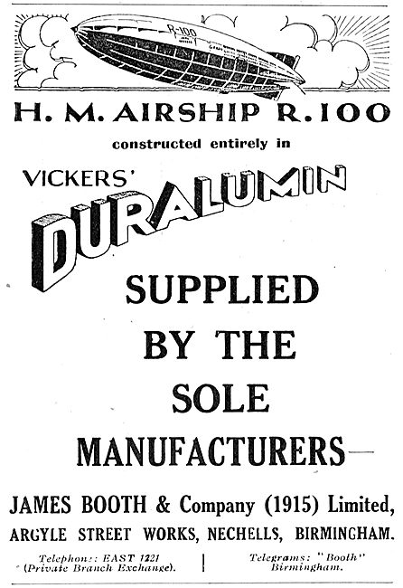 HM Airship R100 Constructed In James Booth Vickers Duralumin     