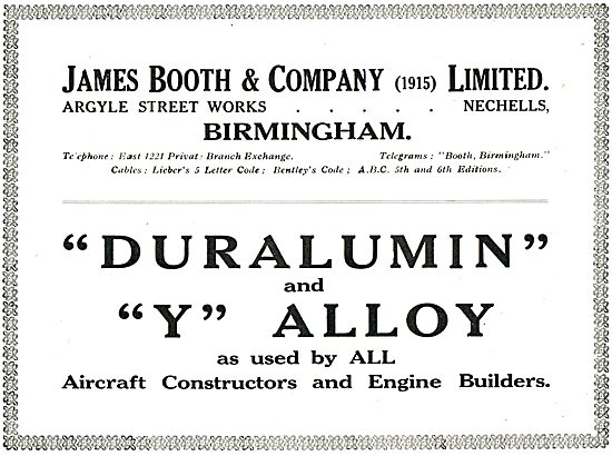 James Booth Duralumin & Y Alloys For Aircraft                    