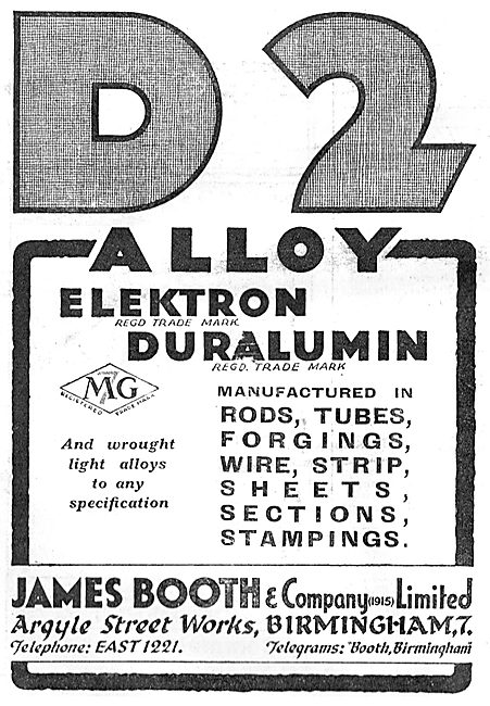 James Booth - Elektron - Duralumin - D2 Alloy - Rods, Tubes, Wire