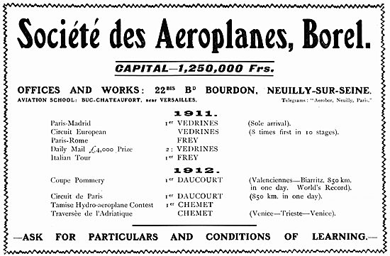 Societe Des Aeroplanes. Borel                                    