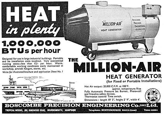 Boscombe Precision Engineering. Million-Air Space Heater 1965    