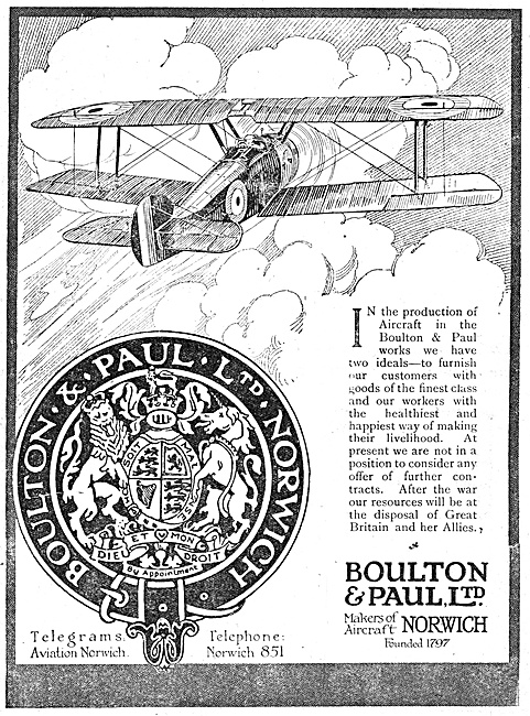 Boulton & Paul Aircraft 1918                                     