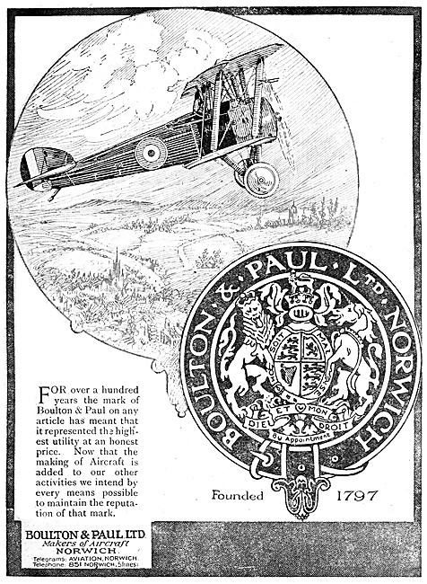 Boulton Paul.  Boulton & Paul Aircraft 1918                      