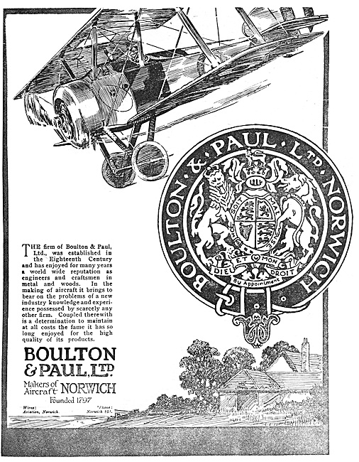 Boulton Paul. Boulton & Paul Aircraft 1918                       