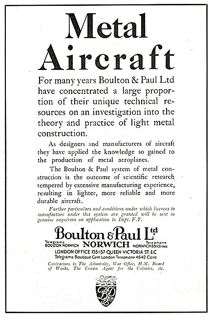 Boulton & Paul Metal Aircraft                                    