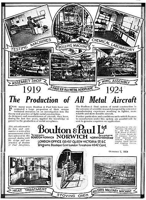Boulton & Paul Metal Aircraft                                    