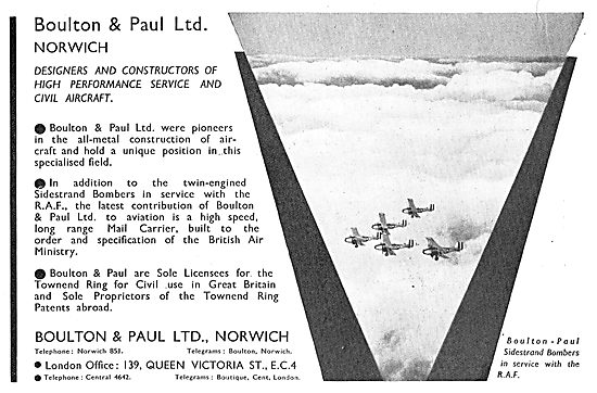 Boulton & Paul Manufacturers Of Aircraft                         