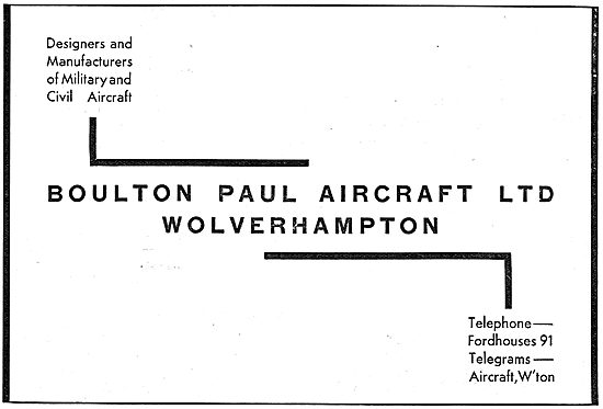 Boulton Paul Aircraft Wolverhampton                              
