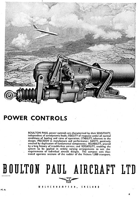 Boulton Paul Power Controls For The Vickers V1000 Transport      