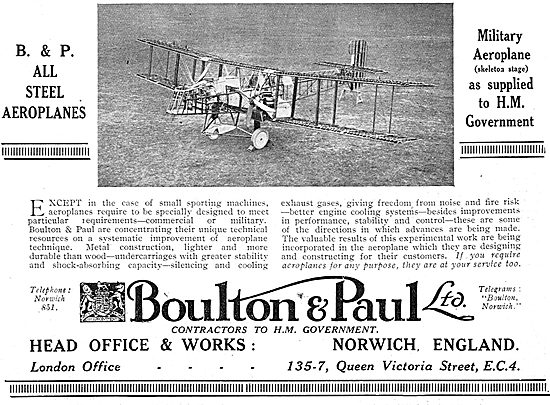 Boulton & Paul All Steel Military Aeroplanes                     