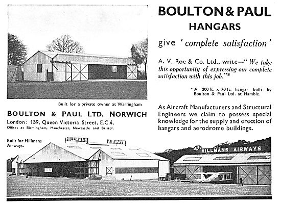 Boulton & Paul - Aeroplane Hangar For Hillmans Airways           