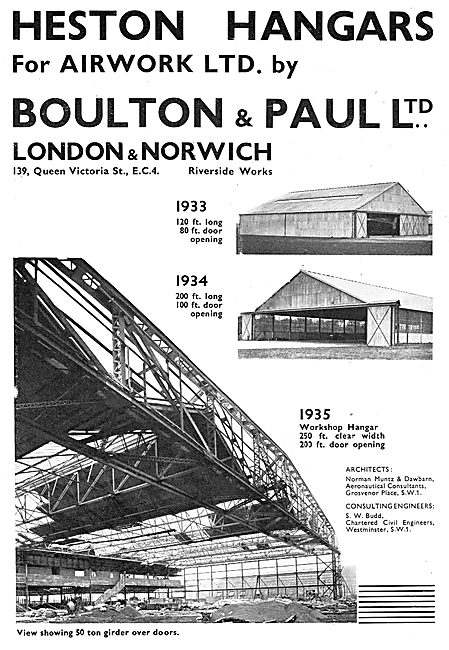 Boulton & Paul - Heston Hangars For Airwork Ltd 1933-1935        