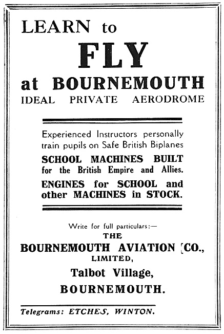  Bournemouth Aviation - Flying School Aircraft Constructors 1916 