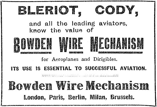 The Bowden Wire Mechanism For Controlling Aeroplanes             