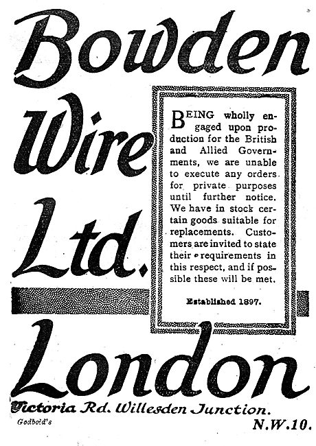 Bowden Wire Ltd. Manufacturers Of Aircraft Wires & Levers        