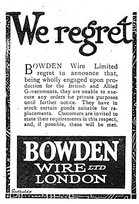 Bowden Wire Ltd. Manufacturers Of Aircraft Wires & Levers        